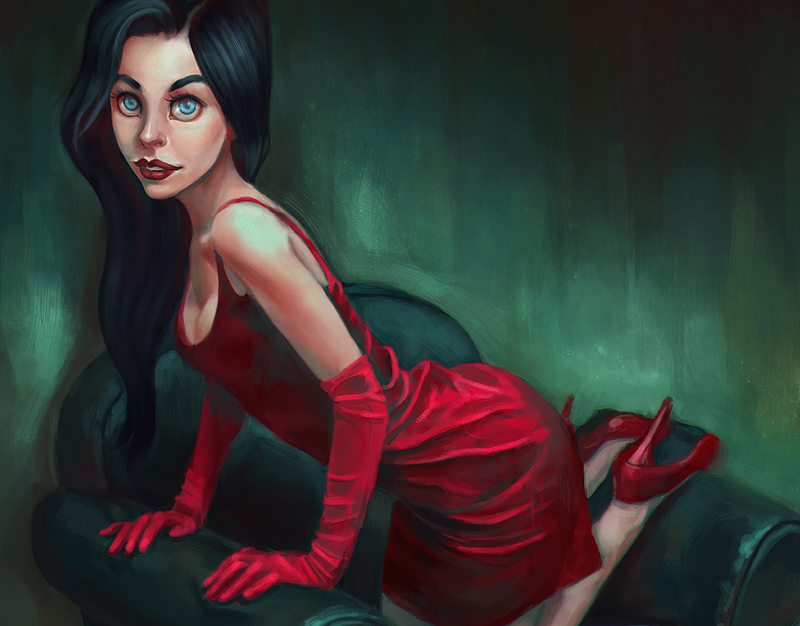 Black widow digital painting