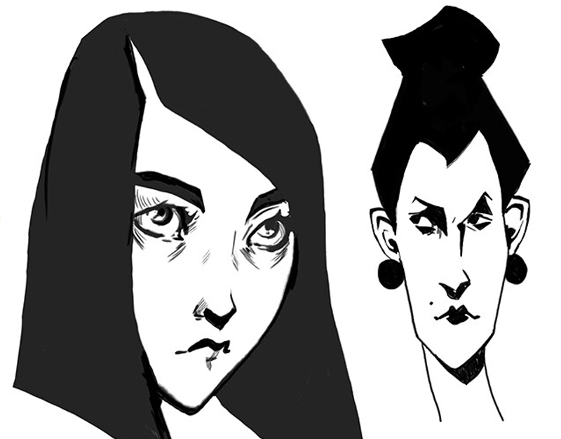 Random doodles portraits digital art