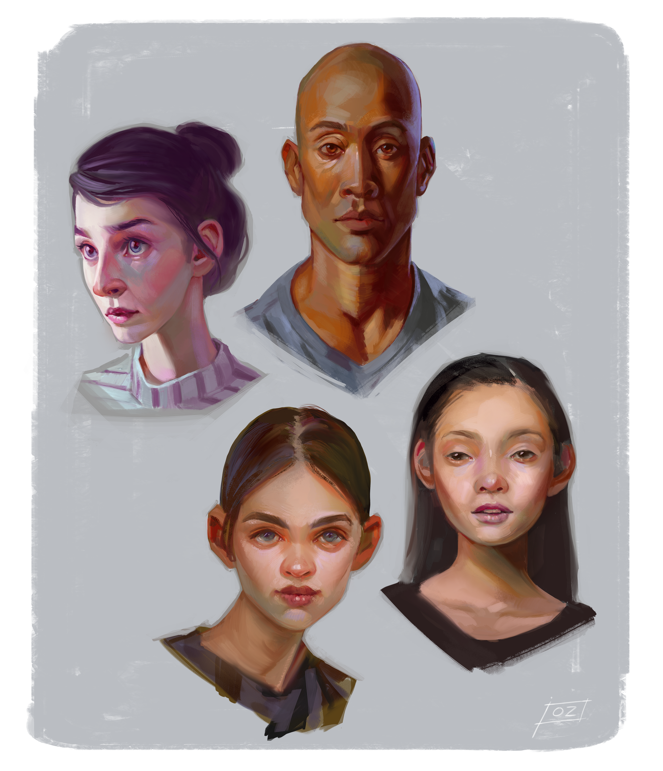 Random portraits doodles digital painting