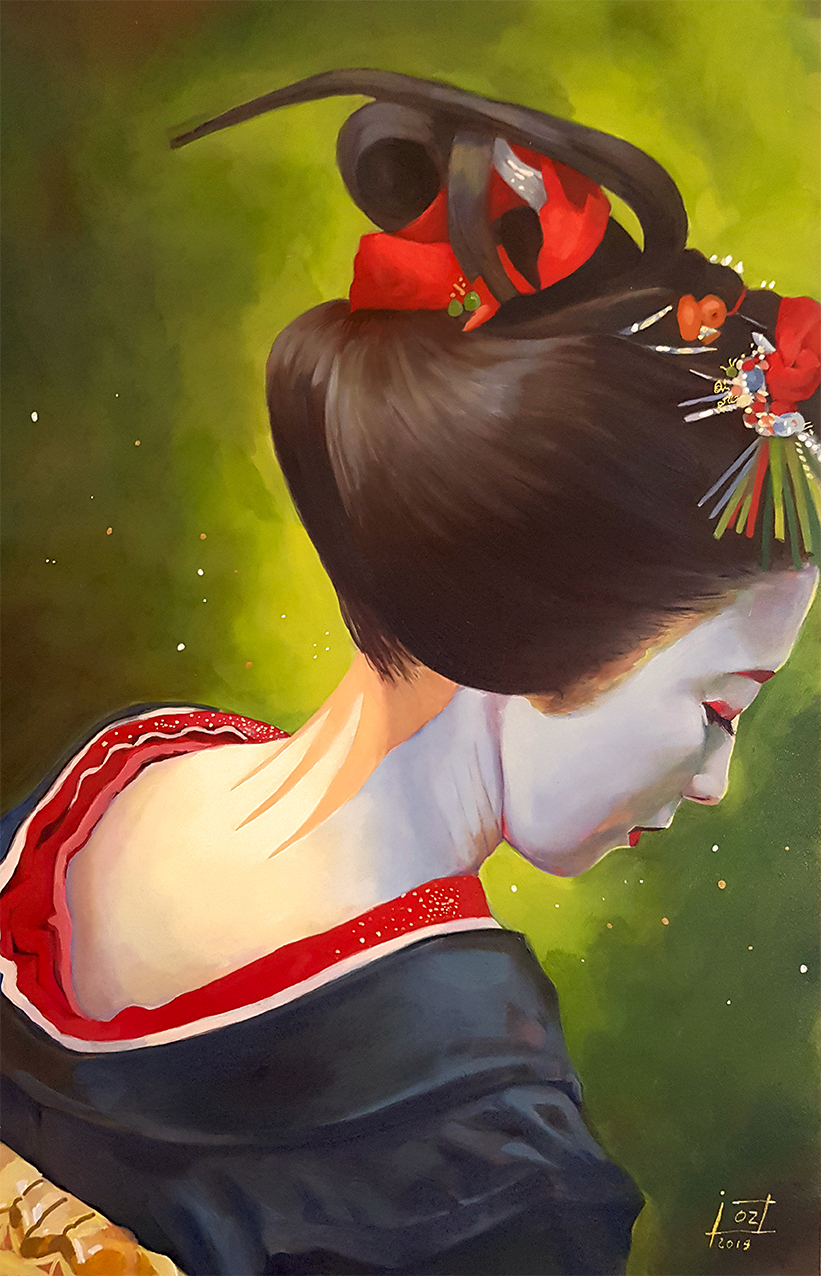 oil painting of a geisha