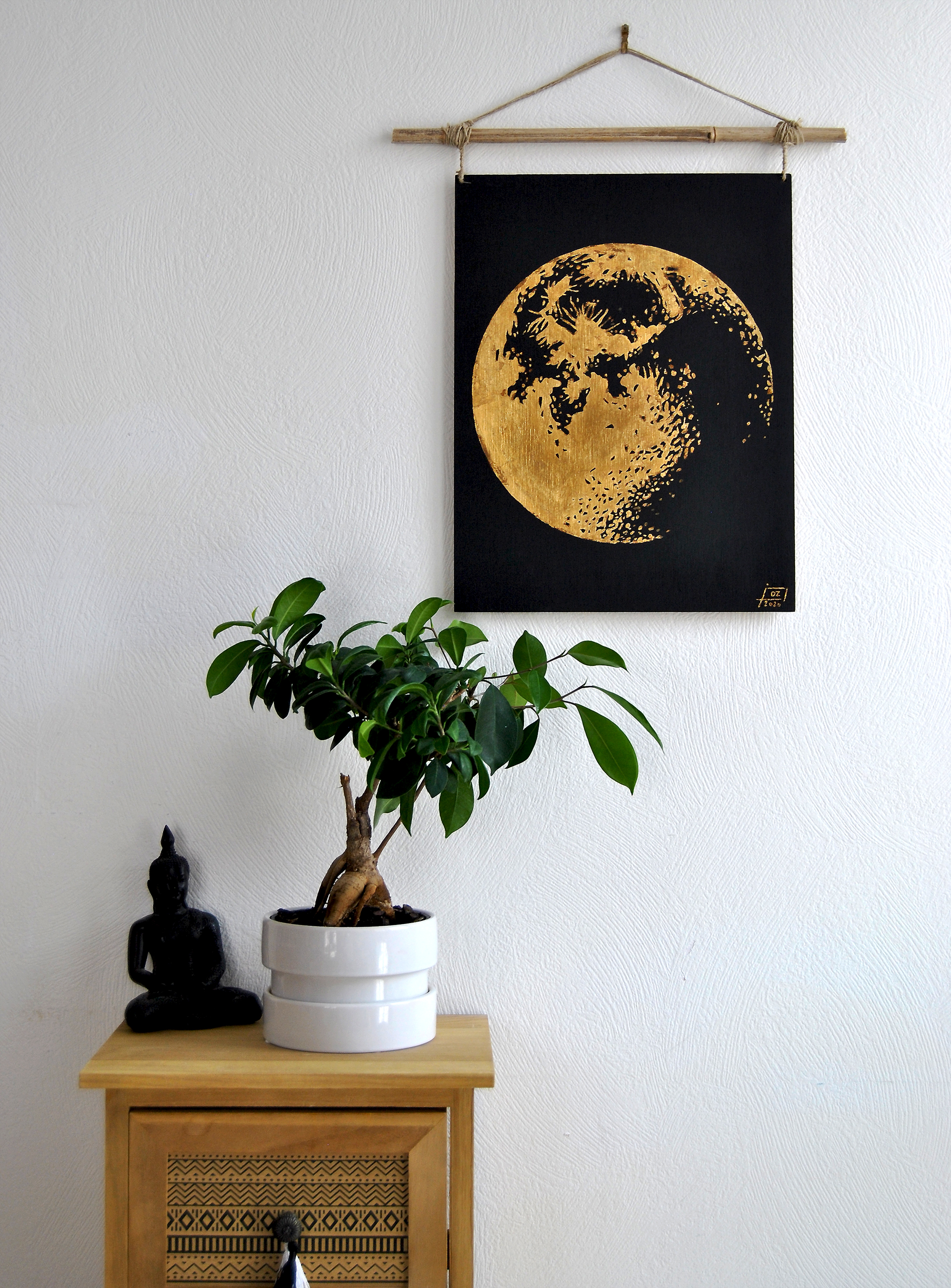 gold moon mobile art deco