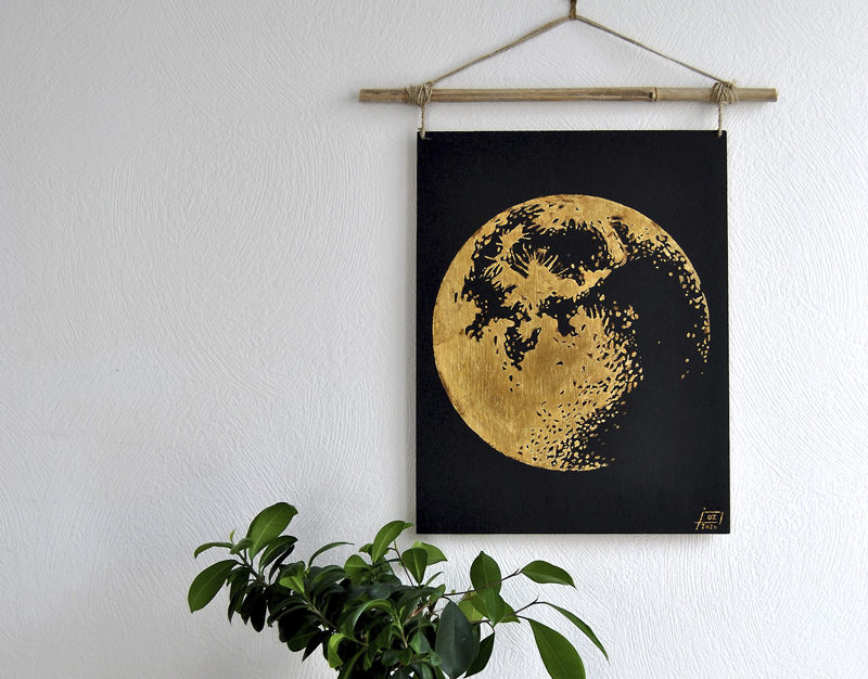 gold moon mobile art deco